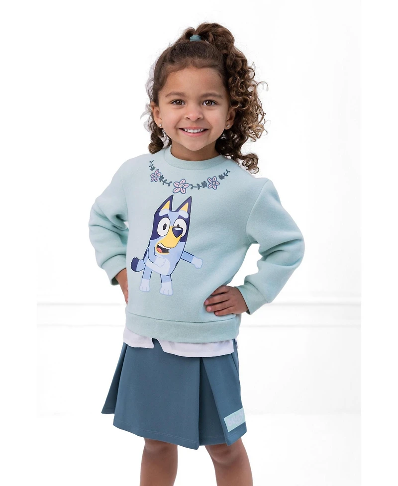 Bluey Toddler Girl's (2T-4T) Pleated 2-Piece Sweatshirt and Skirt Set