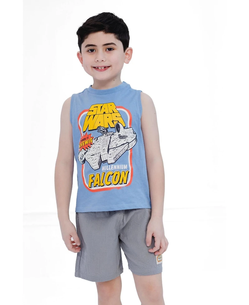 Star Wars Millennium Falcon Boys' 5-20 Sleeveless 2-Piece Tank Top and Shorts Set