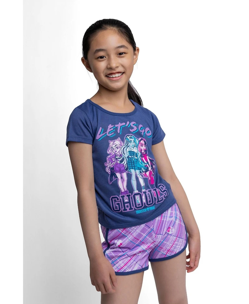 Monster High Girls' 2-Piece Tee and Dolphin Shorts Set