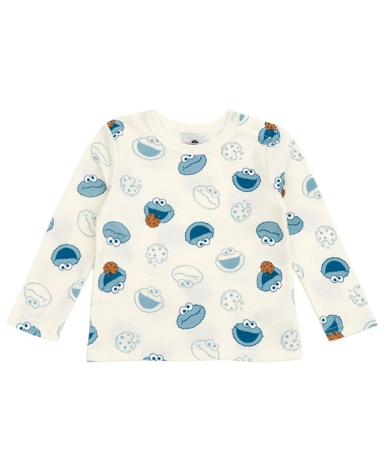 Sesame Street Cookie Monster Baby Boys ( new born to 24 M )' 2-Piece Overalls and Tee Set