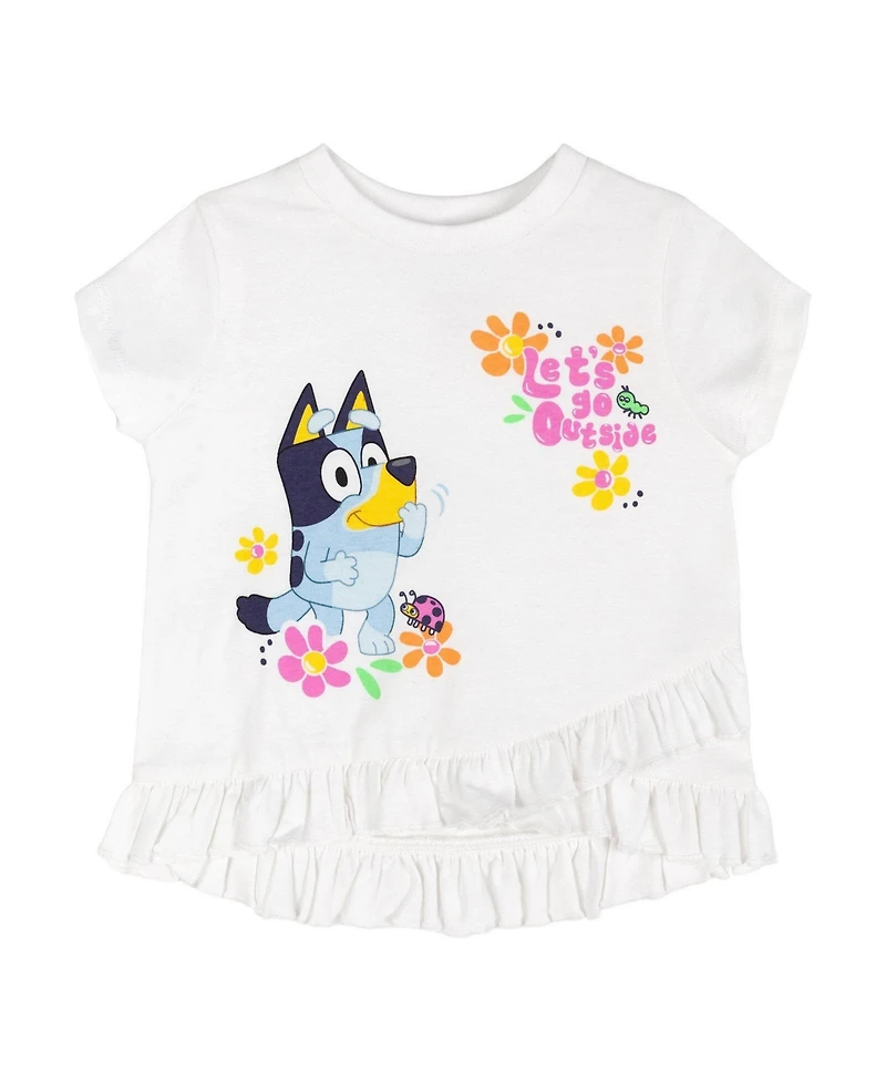 Bluey Toddler Girls T-Shirt and Chambray Shorts Outfit Set