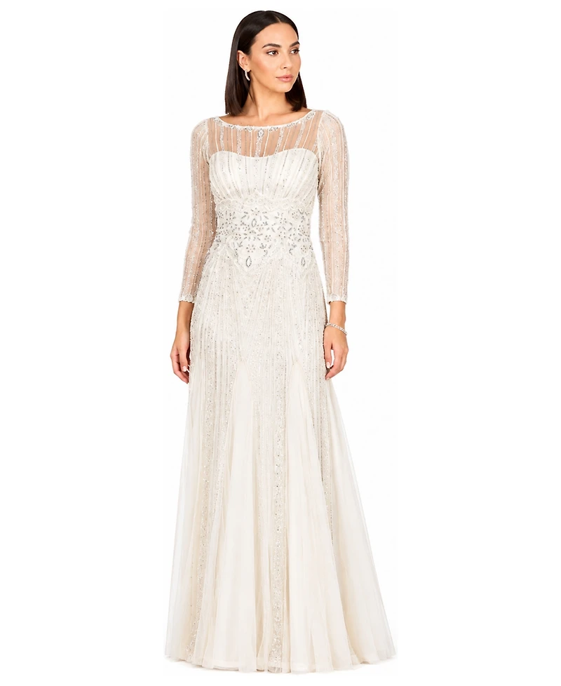Lara Women's Beaded High Neck Wedding Gown