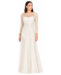 Lara Women's Beaded High Neck Wedding Gown