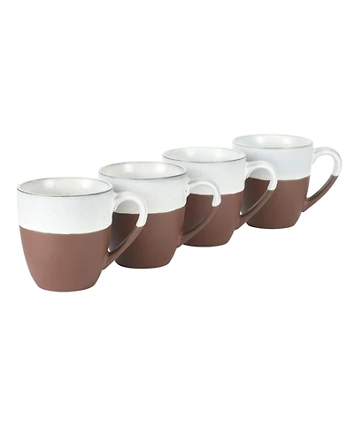 Gibson Home William Crest 4 Piece Coffee Mug Set, 15oz Stoneware Reactive Cups, Round Large Mugs-Assorted Colors