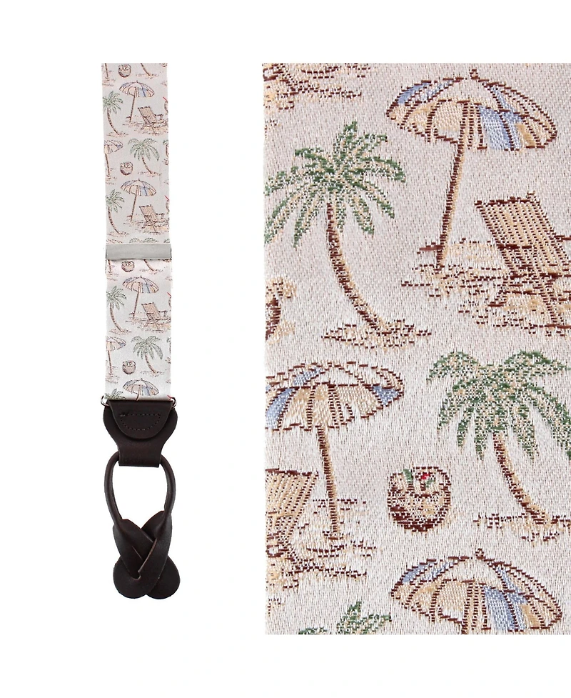 Trafalgar Men's Beach Get A Way Silk Novelty Button End Suspenders