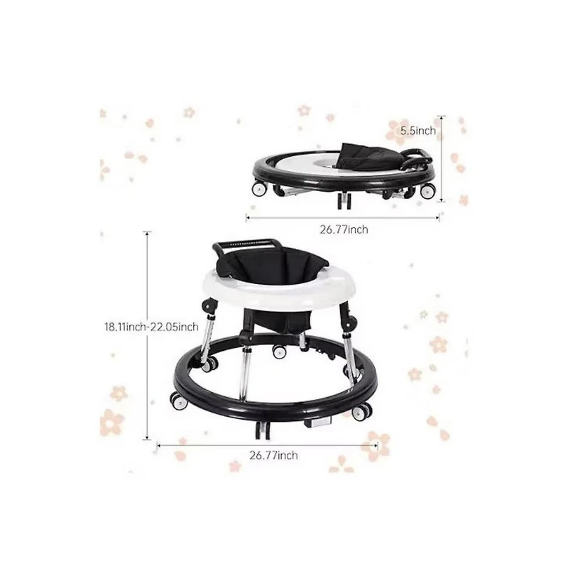 Kmaier Baby Walker Portable Adjustable Height Foldable Toddler Walker 9 Adjustable Heights, Baby Walker with Wheels Portable
