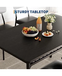 homfan 5-Piece Dining Set with Storage Rack - Modern Wood Table and 4 Upholstered Chairs, Metal Legs