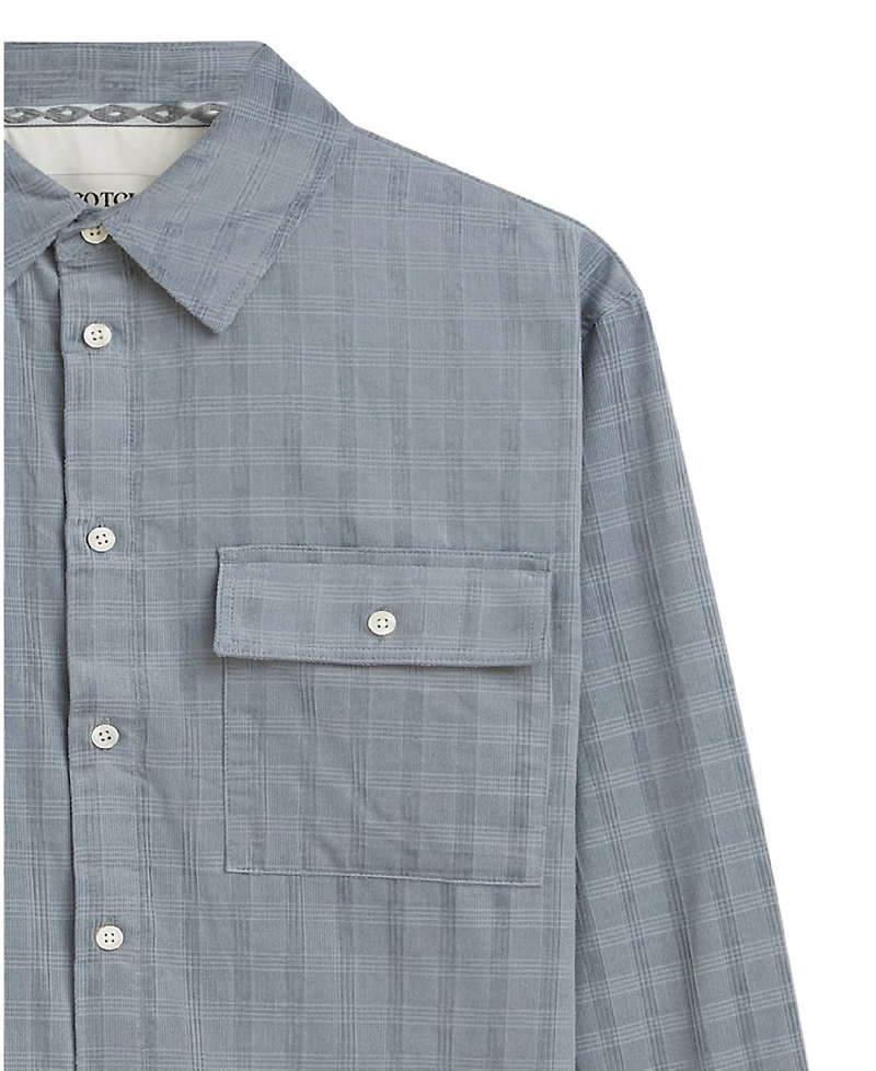 Scotch & Soda Men's Corduroy Checked Relaxed-Fit Short-Sleeve Shirt