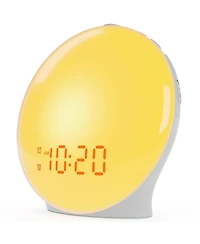 Jall Upgraded Sunrise Alarm Clock with Full Screen Led 17 Nightlights 5W Bluetooth Speaker 25 Soothing Sounds Sleep Timer Dual Alarms Fm Radio