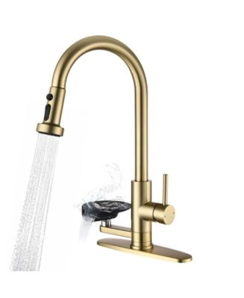 Phying 3 In 1 Kitchen Faucet With Press Type Glass Rinser High Arc Pull Down Sprayer Faucet 3 Function Spray Mode