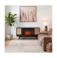 Augusta Home Simms Midcentury Fireplace with Media Storage