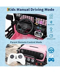 homfan 2 Seater 24V Electric Ride on Car with Remote Control, 20" Large Seat, 2 Safety Belts,Dual 200W Motors for 3+