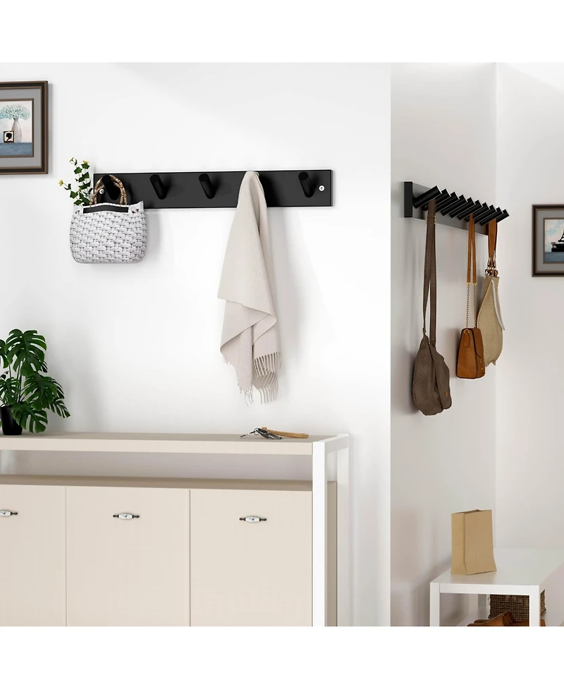 Yigii Bamboo 5-Peg Wall Rack for Coats, Hats, Towels