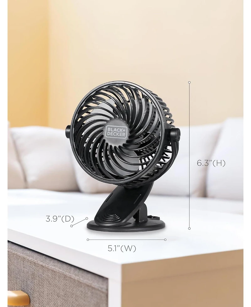 4" Convertible Cooling Fan, Clip Fan and Standing Fan with 3 Speed Settings, 2-Pack