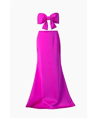 Ivonne Women's Strapless Bow-Front Crop -Top Gown Satin