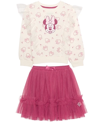 Disney Girls' 2T-6X Minnie Mouse Cherry Top and Skirt, 2-Piece Set