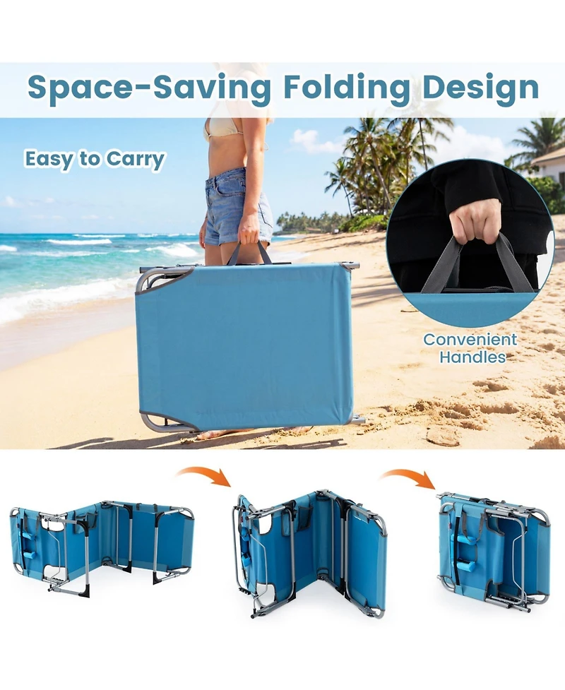 Sugift Set of 2 Portable Folding Tanning Chaise Lounge with 4-Position Backrest