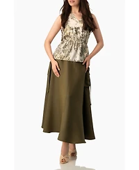 Ivonne Women's Sleeveless Peplum Blouse Abstract Botanical Print Top