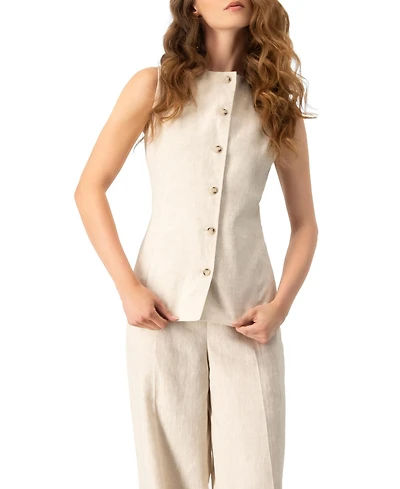 Ivonne Women's Linen Tailored Vest