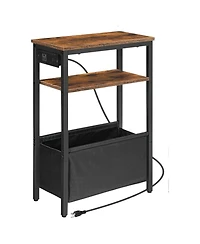 Slickblue Slim Side Table with Charging Hub and Compact Storage for Small Spaces