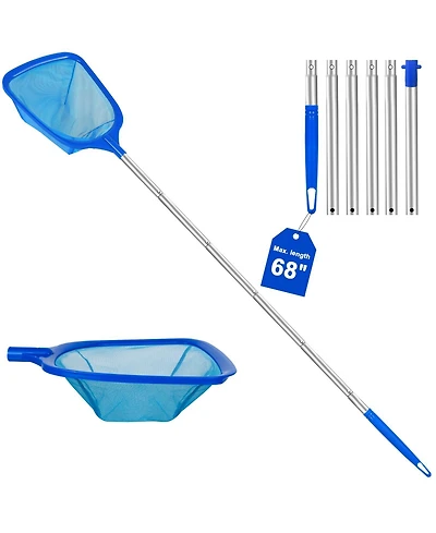 Xdovet Pool Skimmer Net Telescopic Pole Fine Mesh Aluminum Handle