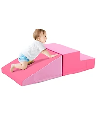 Slickblue Kids 2-Piece Foam Play Set Slide and Step Climbing Blocks