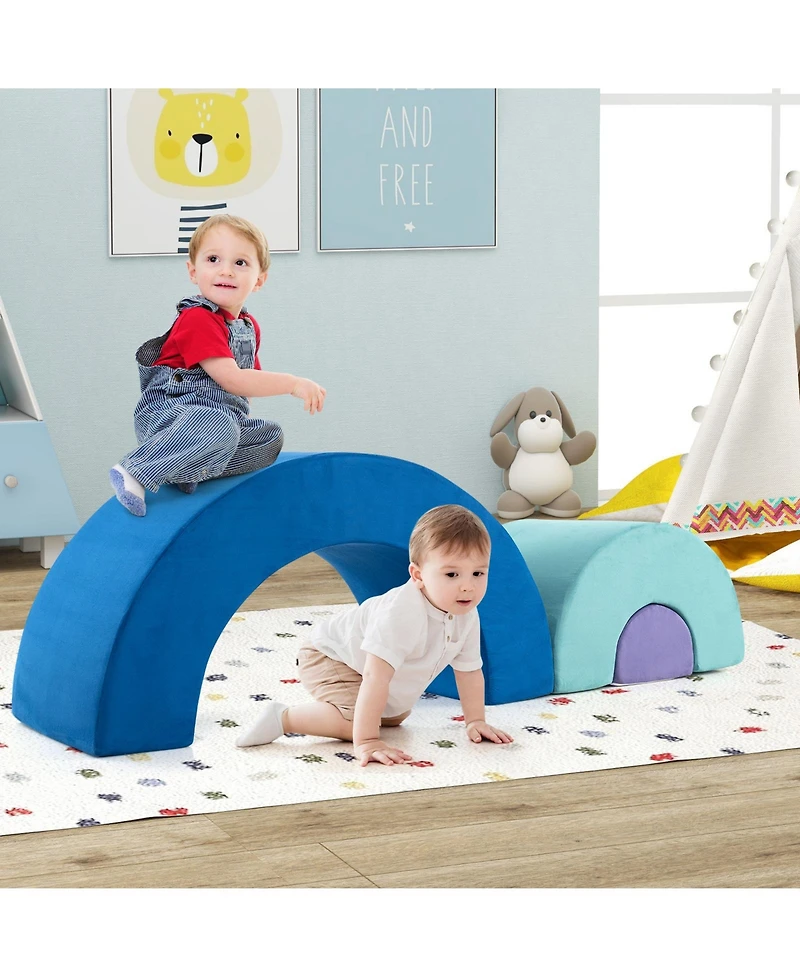 Slickblue Kids Soft Foam Climber Set with Rainbow Arc Design and Removable Covers