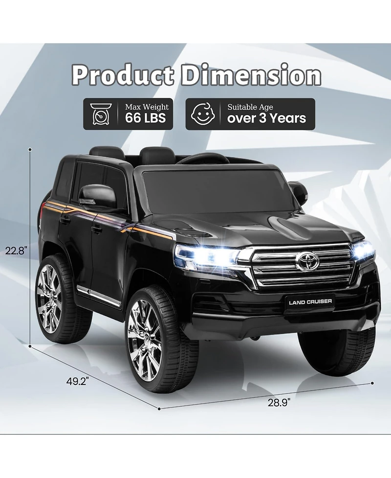 homfan Licensed Toyota Land Cruiser 2 Seater Remote Control Ride-On Car, 66 lb. Capacity, Ages 3+
