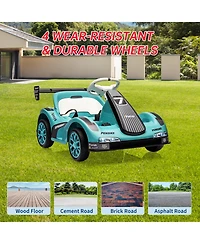homfan Electric Go Kart Ride-On Racing Car, Dual Motors, Remote Control, Safety Belt, Led Headlights, Music, Standard Test Method Certified