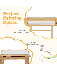 Kids Multi Activity Play Table Wooden Building Block Desk with Storage Paper Roll