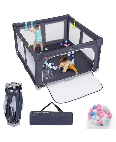 Slickblue Foldable Toddler Playpen with Safety Barrier for Indoor Play
