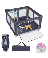 Slickblue Foldable Toddler Playpen with Safety Barrier for Indoor Play