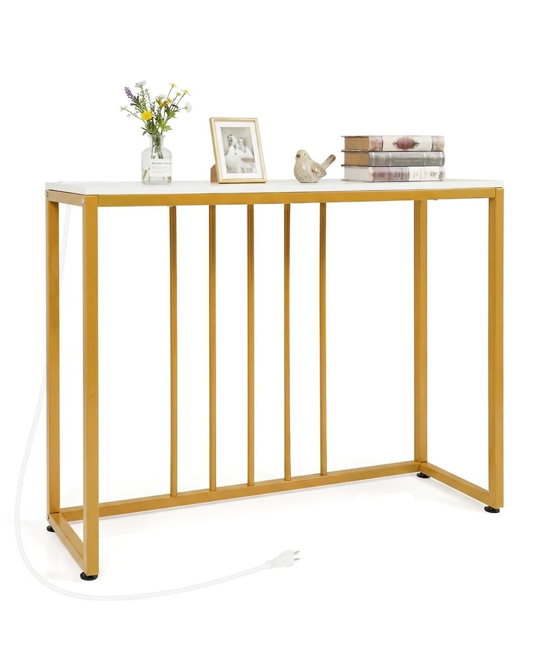 Slickblue Modern 39-Inch Console Table with Charging Station and Storage