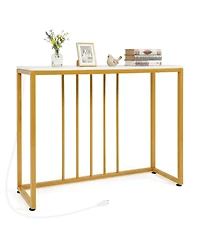 Slickblue Modern 39-Inch Console Table with Charging Station and Storage