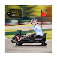 homfan Electric Drift Variable-Speed Go-Kart, 110 lbs Capacity, Ages 8+