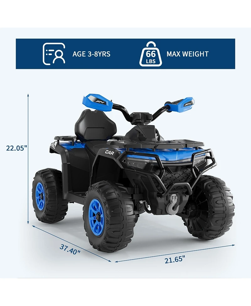 homfan Electric Kids Atv 4-Wheeler Ride-On Car for Ages 3-8
