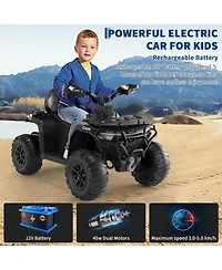 homfan Electric Kids Atv 4-Wheeler Ride-On Car for Ages 3-8 - Dual Motors, Remote Control, Led Headlights, Music Player, Urgent Brake