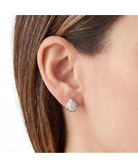 The Lovery Cz Pear Double Bezel Stud Earrings Sterling Silver