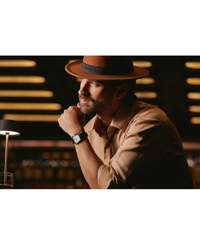 Bulova Men's Frank Sinatra I've Got You Under My Skin Black Leather Strap Watch 40mm