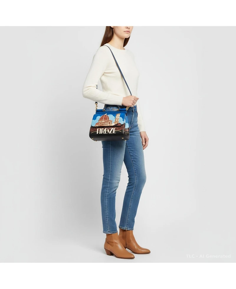 Pre-Owned Dolce & Gabbana Women's Firenze Miss Sicily Medium Leather Satchel