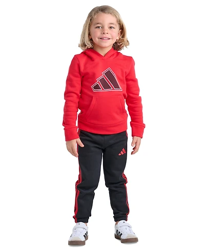 adidas Boys' 2T-7 Long-Sleeve Graphic Sweatshirt and Jogger, 2-Piece Set