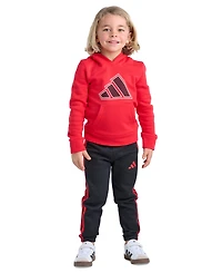adidas Boys' 2T-7 Long-Sleeve Graphic Sweatshirt and Jogger, 2-Piece Set