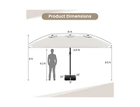 Clihome Double-Sided Twin Patio Umbrella with Crank and Base