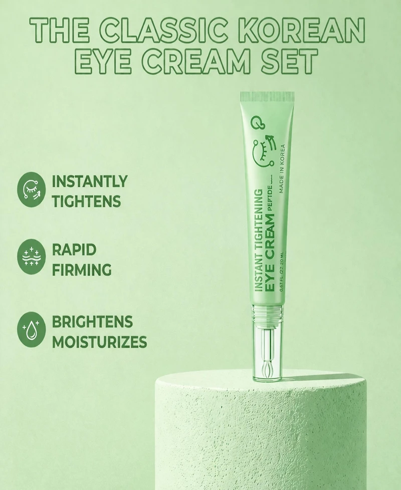 Lovery Korean Skin Care Peptide Eye Cream, Instant Tightening, Hydrating, Brightening, Firming and Depuffing Korean Under-Eye Treatment