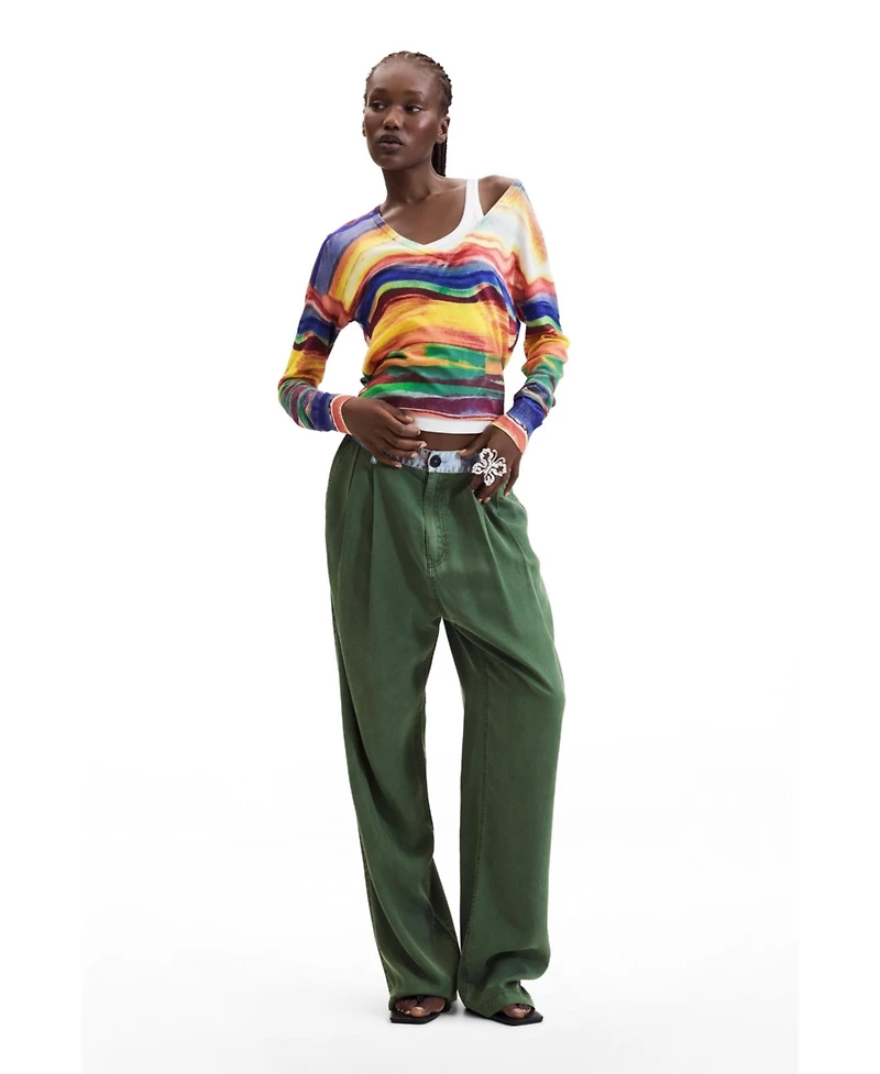 Desigual Women's Fine Knit Printed Sweater
