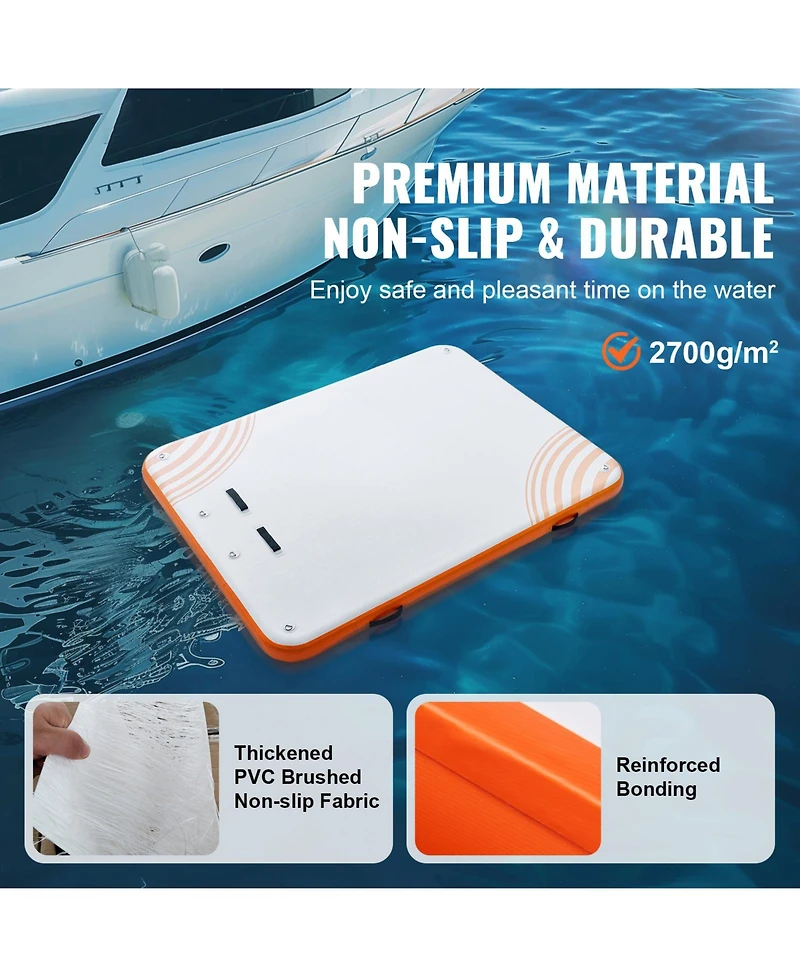 Vevor Inflatable Floating Dock 8x6FT Inflatable Dock Platform Mat with Ladder