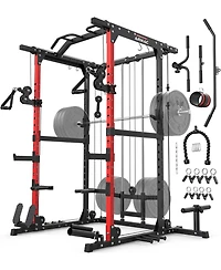 Fed Fitness Power Cage, 1500LBS Multi-Function Power Rack with Dual Cable Crossover System, Weight Cage
