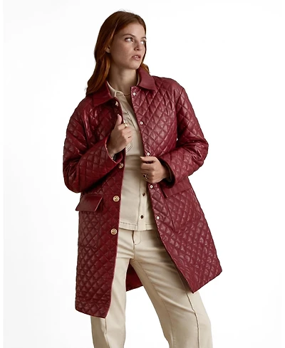 Furniq Uk Women's Quilted Leather Coat