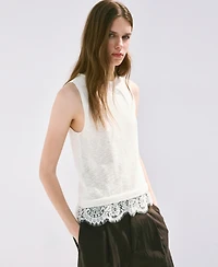 Mango Women's Lace Detail Knit Top