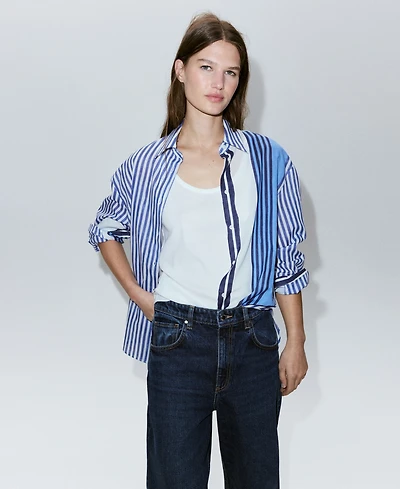 Mango Women's Cotton Striped Shirt